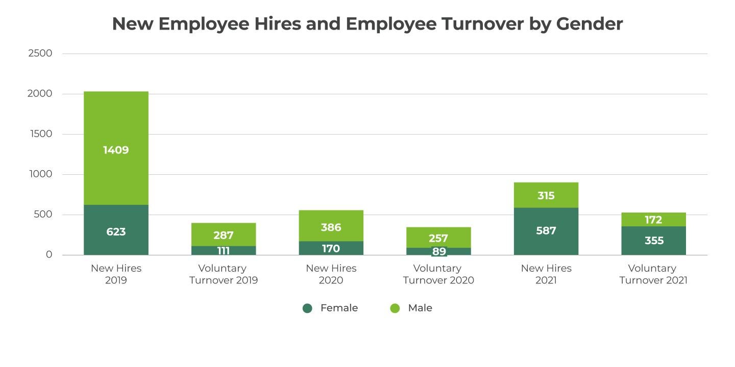 New Employee Hires and Employee Turnover by Gender